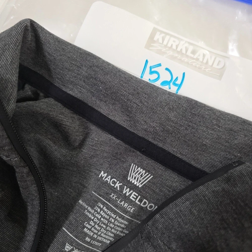 Mack Weldon Mens‎ XXL Charcoal Heather Grey Quarter Zip Pullover Tech Stretch